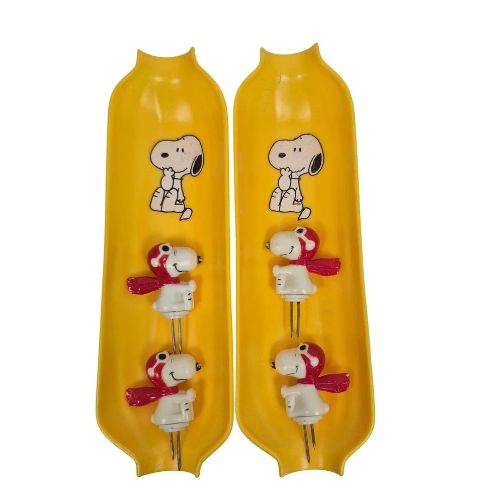 Peanuts Snoopy Corn on the Cob Holders Set Flying Ace Vintage 1958‎